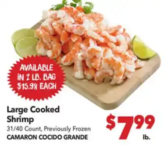 Vallarta Supermarkets Large Cooked Shrimp / CAMARON COCIDO GRANDE offer