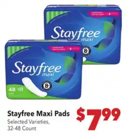 Vallarta Supermarkets Stayfree Maxi Pads offer