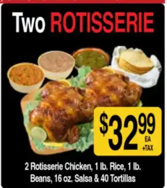 Superior Grocers 2 Rotisserie Chicken, 1 lb. Rice, 1 lb. Beans, 16 oz. Salsa & 40 Tortillas offer