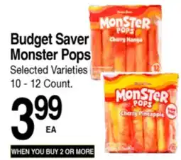 Superior Grocers Monster Pops Budget Saver offer