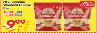 Superior Grocers V&V Supremo Shredded Cheese offer
