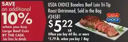 Smart & Final USDA CHOICE Boneless Beef Loin Tri-Tip Roast Untrimmed, Sold in the Bag offer
