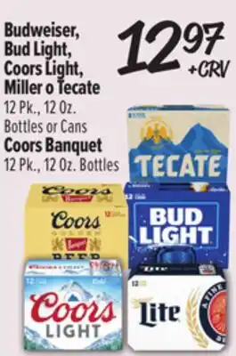 El Super Budweiser, Bud Light, Coors Light, Miller o Tecate, Coors Banquet offer