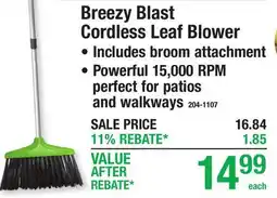 Menards Breezy Blast Cordless Leaf Blower offer