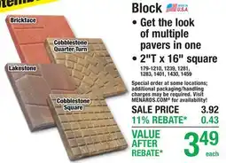 Menards Block offer