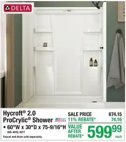 Menards Hycroft 2.0 ProCrylic Shower offer
