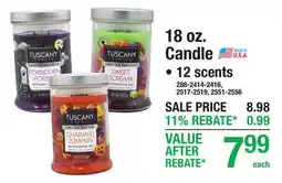 Menards 18 oz. Candle offer