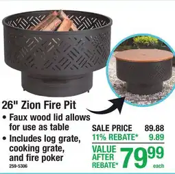 Menards 26 Zion Fire Pit offer