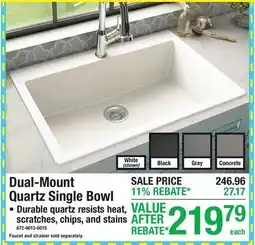 Menards TUSCANY Dual-Mount Quartz Single Bowl SINKS offer