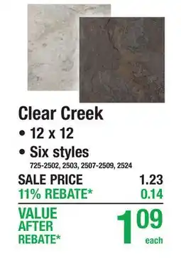 Menards Clear Creek Self-Adhesive Vinyl Tile offer