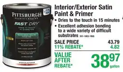Menards Interior/Exterior Satin Paint & Primer offer