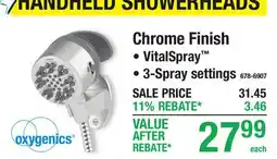 Menards OXYGENICS HANDHELD SHOWERHEADS, Chrome Finish offer