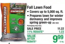 Menards Fall Lawn Food offer