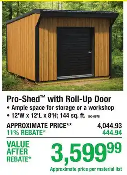 Menards Pro-Shed with Roll-Up Door offer