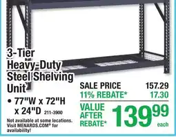 Menards 3-Tier Heavy-Duty Steel Shelving Unit offer