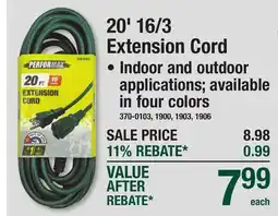 Menards 20' 16/3 Extension Cord offer