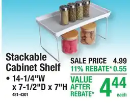 Menards Stackable Cabinet Shelf offer