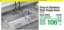 Menards Drop-In Stainless Steel Single Bowl offer