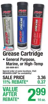 Menards FVP Grease Cartridge offer