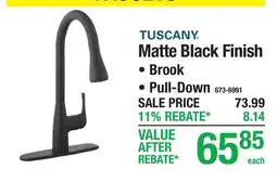 Menards FAUCETS Matte Black Finish offer