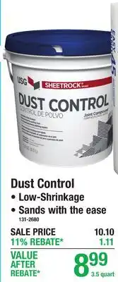 Menards USG Dust Control offer