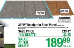 Menards 36W Woodgrain Steel Panel offer
