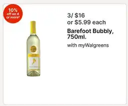 Walgreens Barefoot Bubbly, 750ml offer