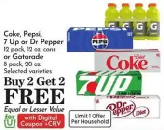 Pavilions Coke, Pepsi, 7 Up or Dr Pepper offer