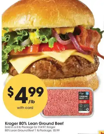 Kroger Kroger 80% Lean Ground Beef offer