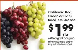 Kroger California Red, Green or Black Seedless Grapes offer