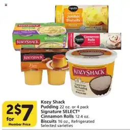 Vons Kozy Shack Pudding or Signature SELECT Cinnamon Rolls or Biscuits offer