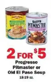 Schnucks Progresso Pitmaster or Old El Paso Soup offer