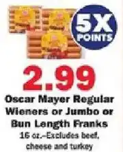 Schnucks Oscar Mayer Regular Wieners or Jumbo or Bun Length Franks offer