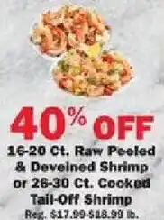 Schnucks Raw Peeled & Deveined Shrimp or Cooked Tail-Off Shrimp offer