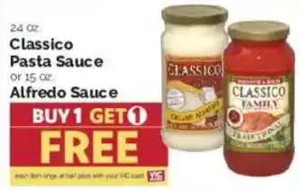 Harris Teeter Classico pasta sauce or alfredo sauce offer