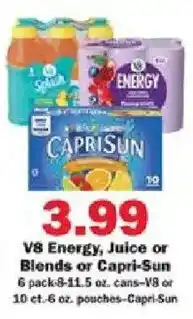 Schnucks V8 Energy, Juice or Blends or Capri-Sun offer