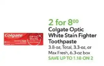 Publix Colgate Optic White Stain Fighter Toothpaste offer
