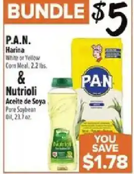 Fiesta Mart P.A.N. Harina White or Yellow Corn Meal & Nutrioli Aceite de Soya Pure Soybean Oil offer