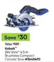 Lowe's Kobalt 4-5-in Brushless Compact Circular Saw offer