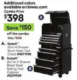Lowe's Kobalt 26-in 4-Drawer Black Steel Tool Chest offer