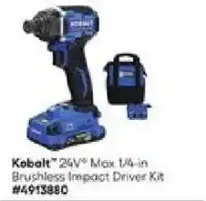 Lowe's Kobalt 25v Max 1/4-in Brushless Impact Driver Kit offer