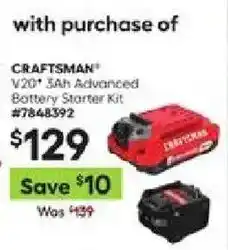 Craftsman v20 3ah advanced battery starter kit