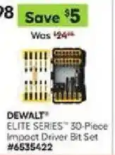 Lowe's DeWalt elite series 30-piece impact driver bit set offer