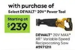 Lowe's DeWalt 20v max xr variable-speed reciprocating saw offer