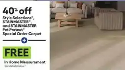 Lowe's Style Selections Stainmaster and Stainmaster Pet Protect Special Order Carpet offer