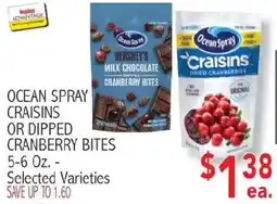 Ingles Markets Ocean Spray Craisins or Dipped Cranberry Bites offer