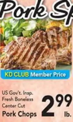 Eurofresh Market US Gov't. Insp. Fresh Boneless Center Cut Pork Chops offer