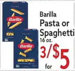 World Fresh Market Barilla Pasta or Spaghetti offer