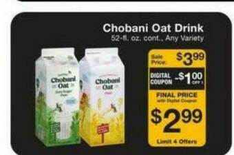 Fairway Store Market Chobani Oat Drink offer