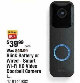 The Home Depot Blink Battery Or Wired - Smart Wi-fi Hd Video Doorbell Camera I... offer